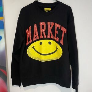 Market X Smiley Urban Outfitters Black Crewneck Sweatshirt Size Medium